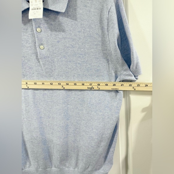 J.Crew Factory Cotton Sweater Polo Shirt Men Size L Heather Cornflower Blue NWT - Picture 8 of 10